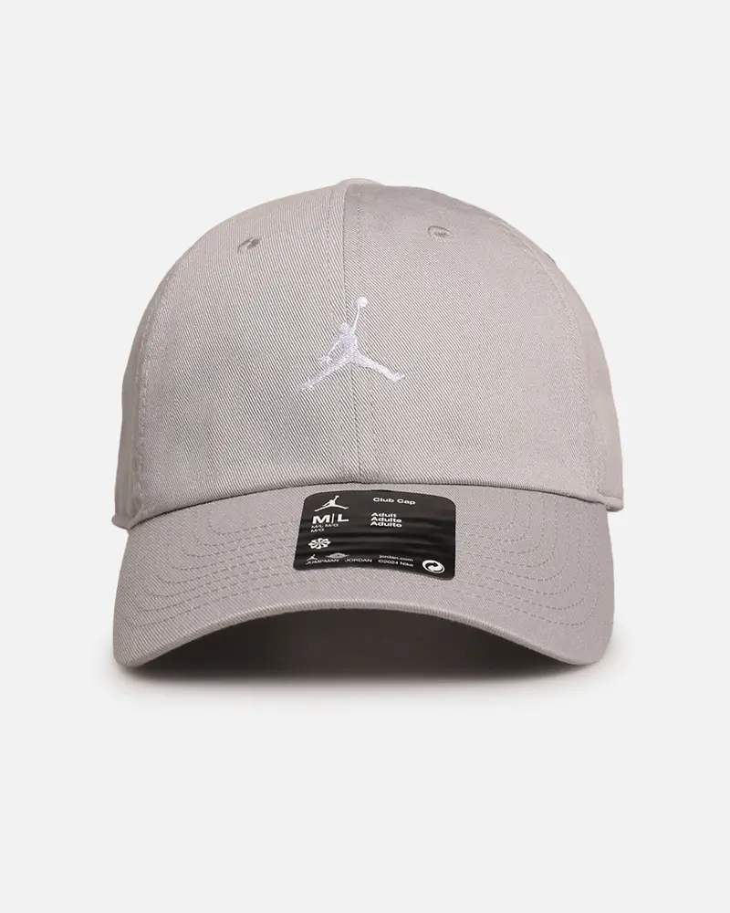 Jordan Club Unstructured Curved-Bill Strapback Hat Lt Smoke/White 1