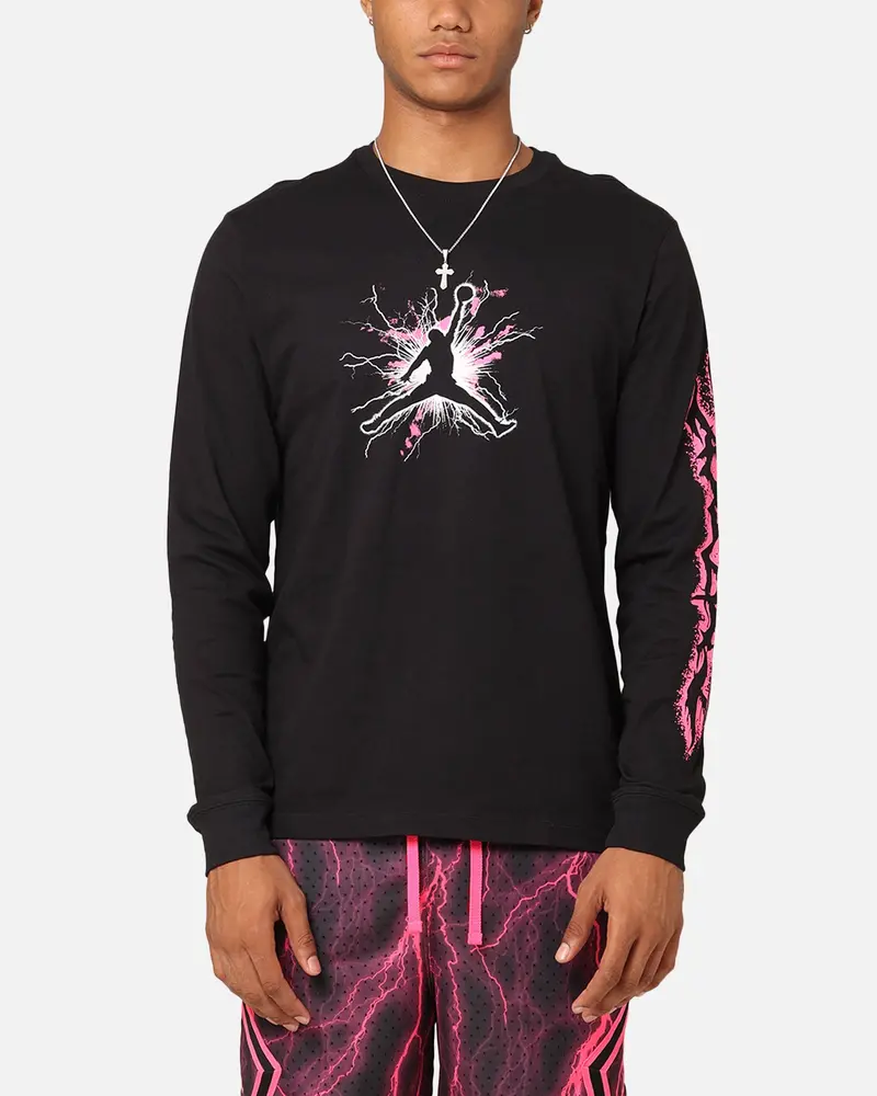 Jordan Dri-Fit Sport Long Sleeve Graphic T-Shirt Black/Hyper Pink 1