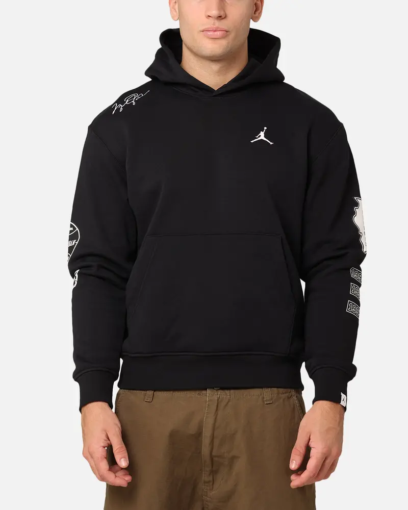 Jordan Essentials Fleece Pullover Hoodie Black/White 1