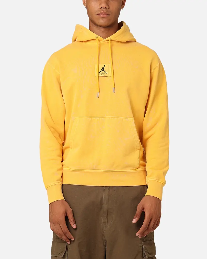 Jordan Essentials Flight Fleece Washed Pullover Hoodie Yellow Ochre 1