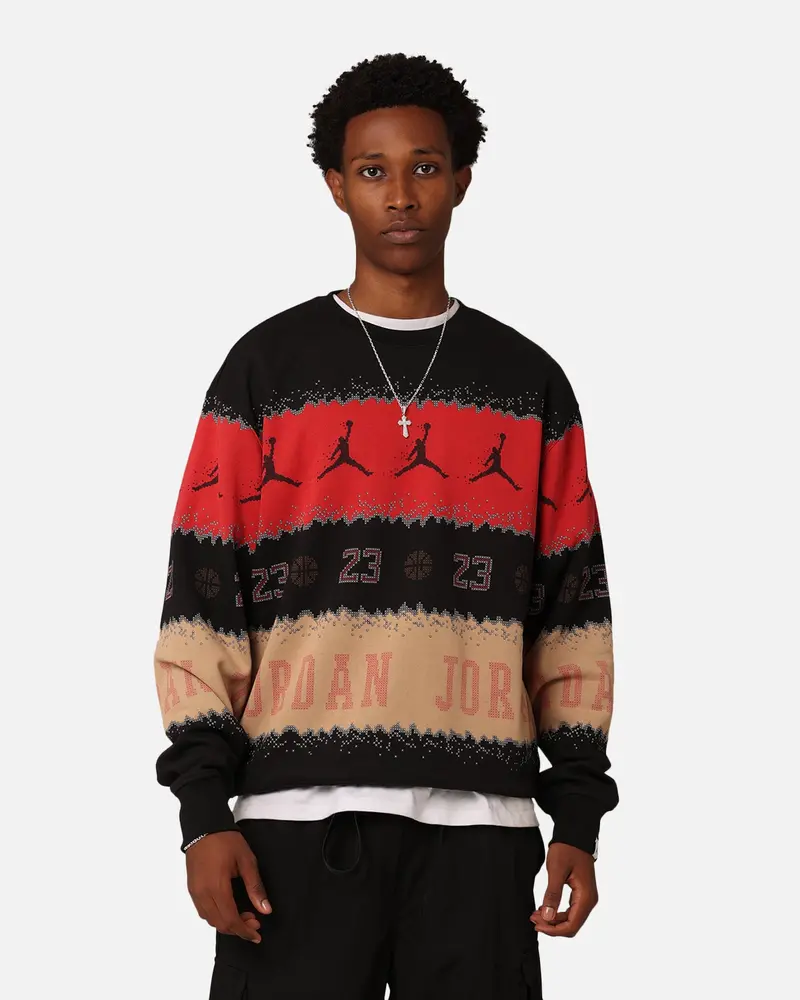 Jordan Essentials Holiday Fleece Crewneck Gym Red/Black 1