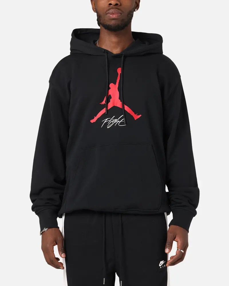 Jordan Essentials Loopback Fleece Pullover Hoodie Black/Red 1