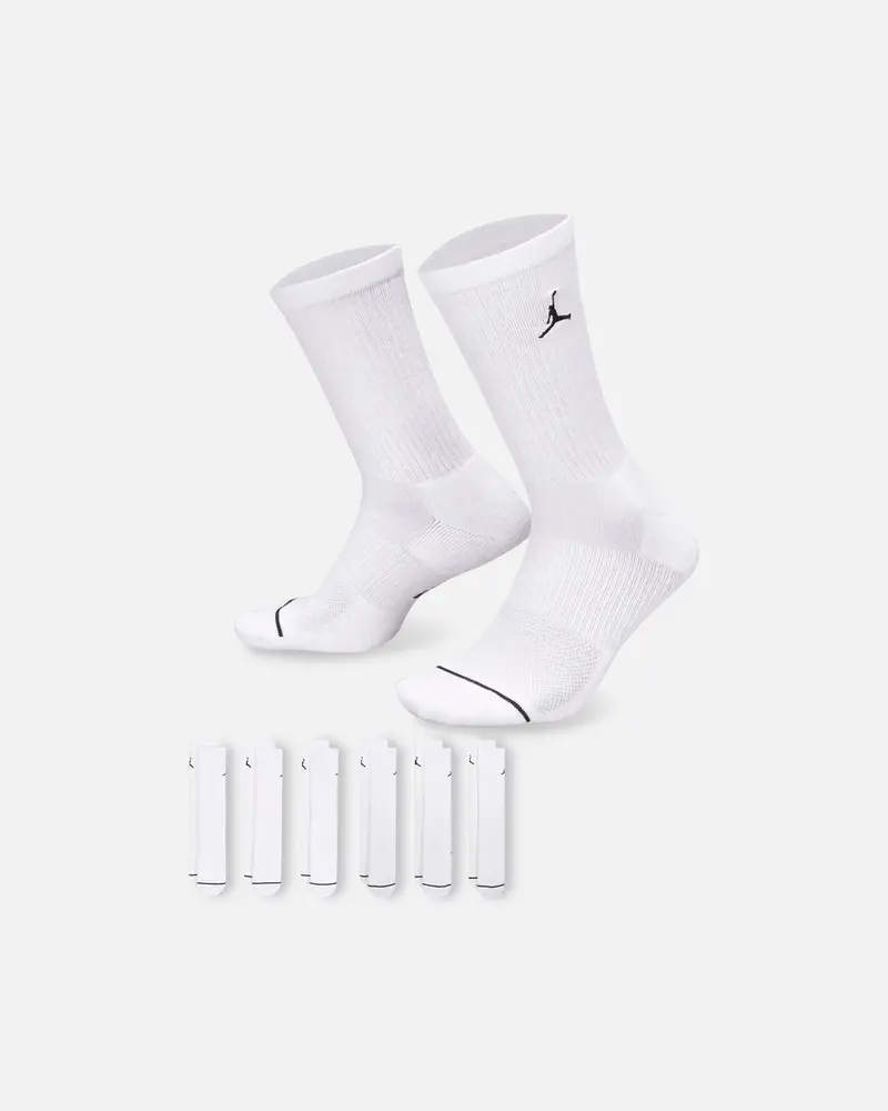 Jordan Everyday Cushioned Crew Socks 6 Pack White/Black 1