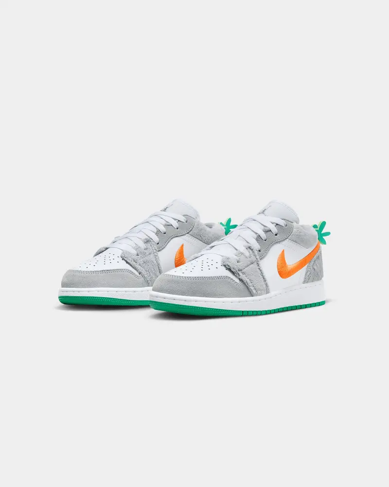 Jordan Kids' Air Jordan 1 Low Se (Gs) "Rabbit" Light Smoke Grey/Total Orange/White/Stadium Green 2