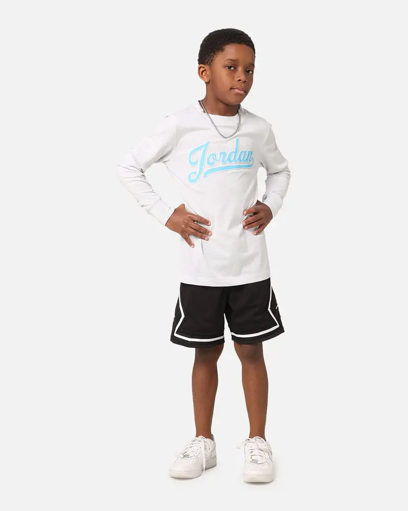 Jordan Kids' Major League Jordan Script Long Sleeve T-Shirt Pure Platinum Heather Grey 1