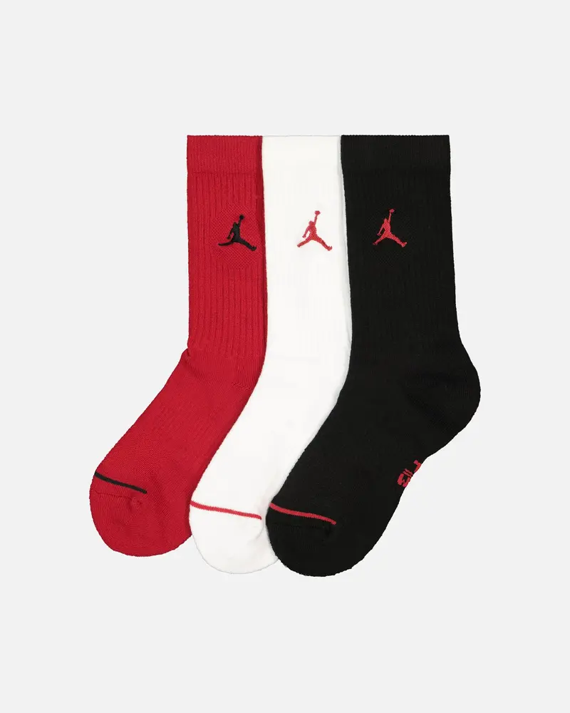 Jordan Unisex Everyday Crew Socks 3 Pack Black/White/Gym Red 1