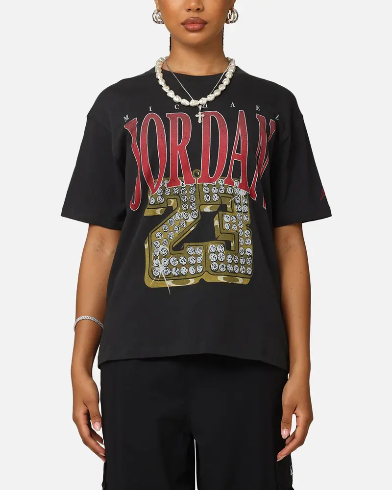 Jordan Women's Heritage Graphic T-Shirt Off Noir/Gym Red 1