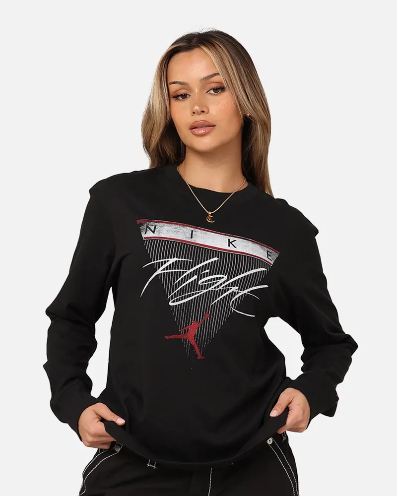 Jordan Women's Long Sleeve Graphic T-Shirt Black/Brown/Gym Red 1