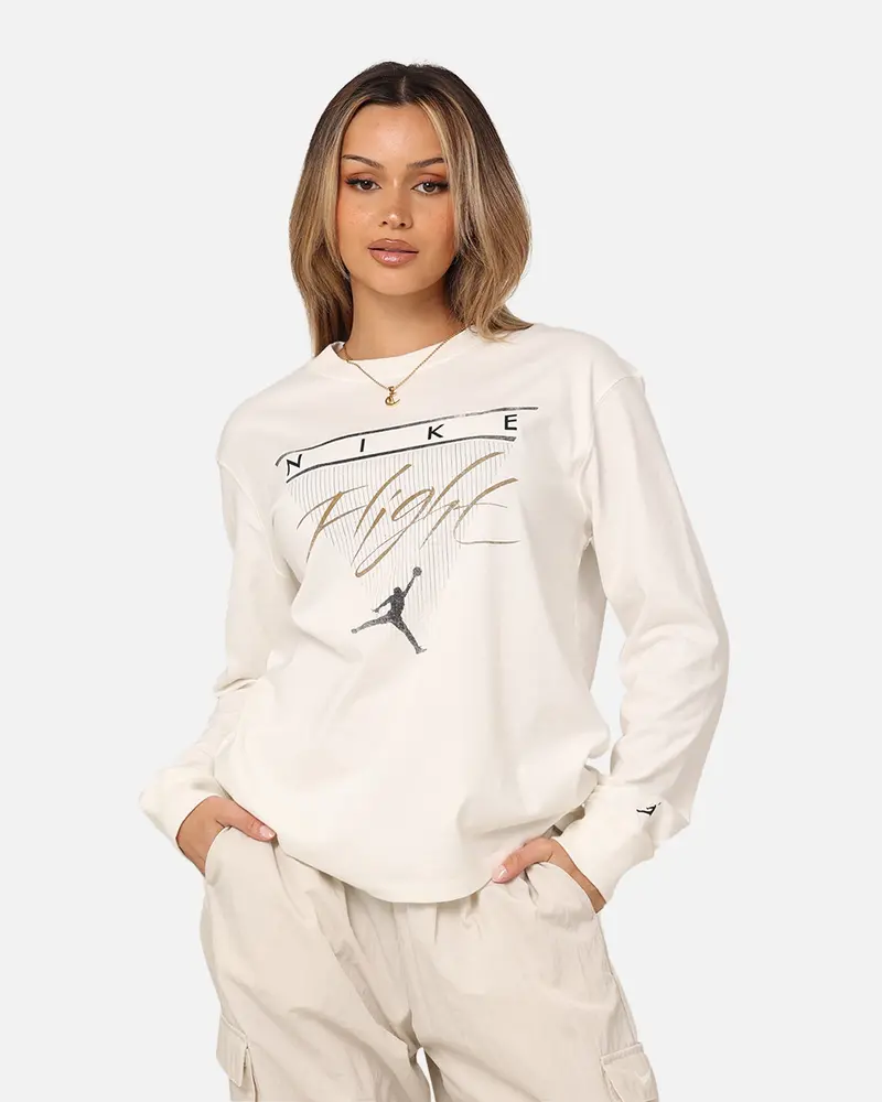 Jordan Women's Long Sleeve Graphic T-Shirt Sail/Brown 1