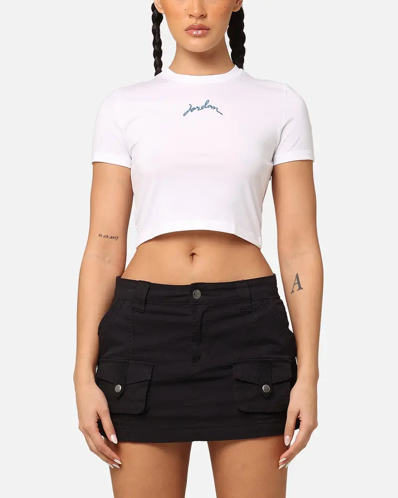 Jordan Women's Short Sleeve Graphic Slim Crop T-Shirt White/Industrial 1