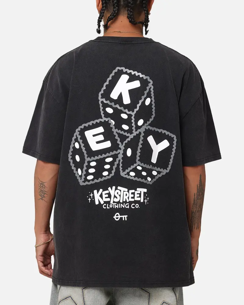 Key Street Dice Vintage T-Shirt Vintage Black 1