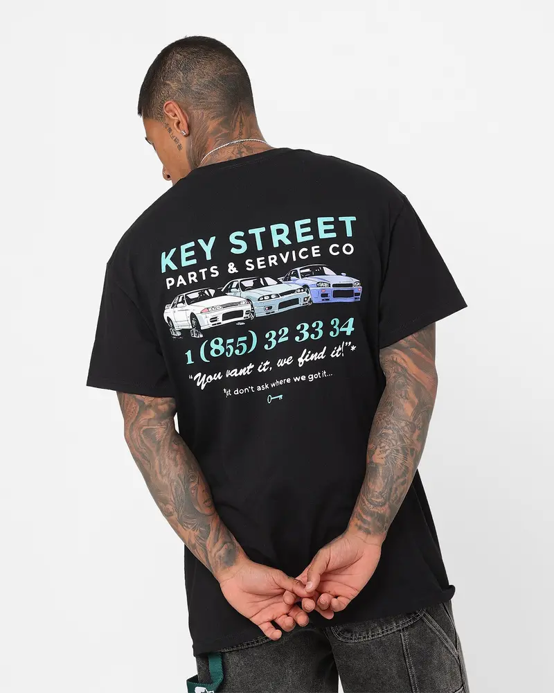 Key Street Parts And Service T-Shirt Black 1
