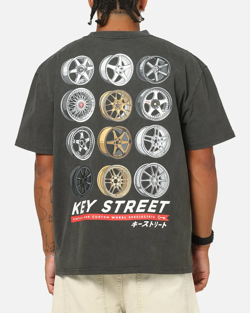 Key Street Wheels T-Shirt Black Wash 1