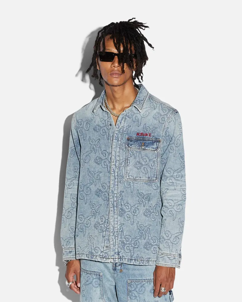 Ksubi X Juice Wrld K9 Stone Quilted Long Sleeve Shirt Denim 1