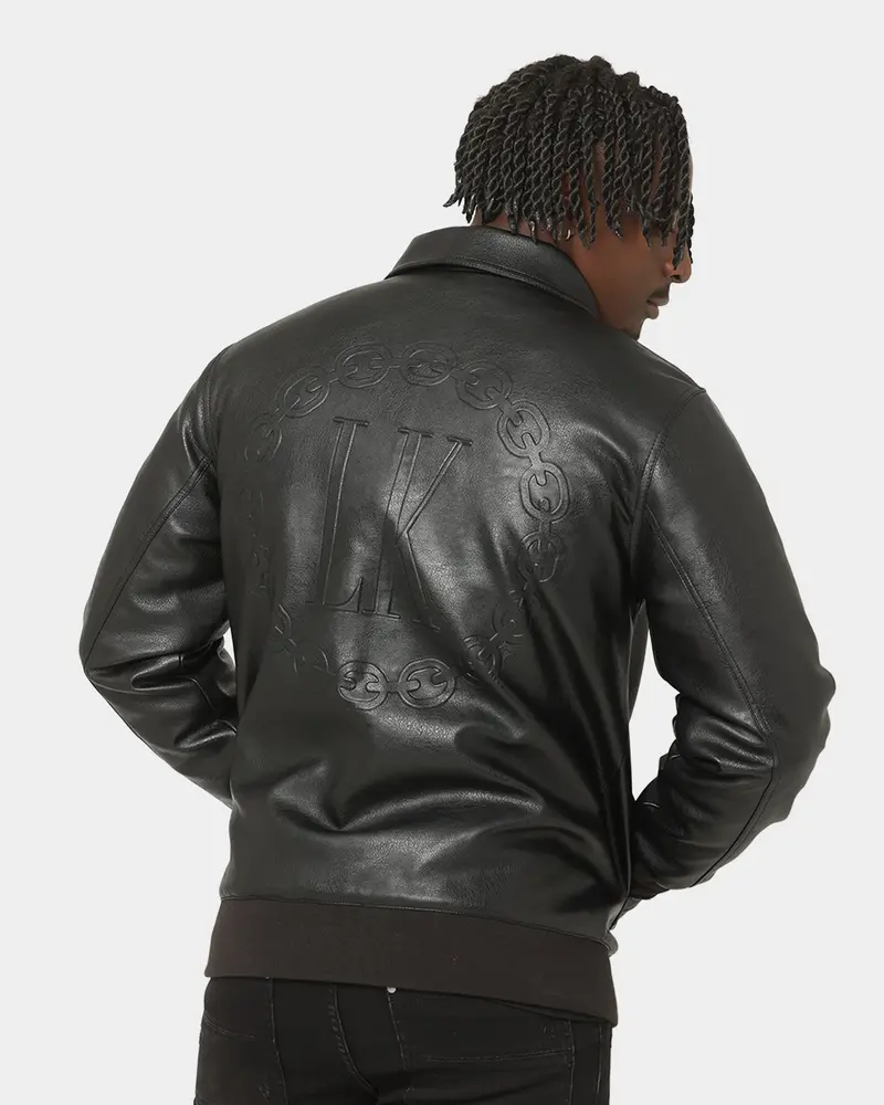 Last Kings Chain Faux Leather Jacket Black 1