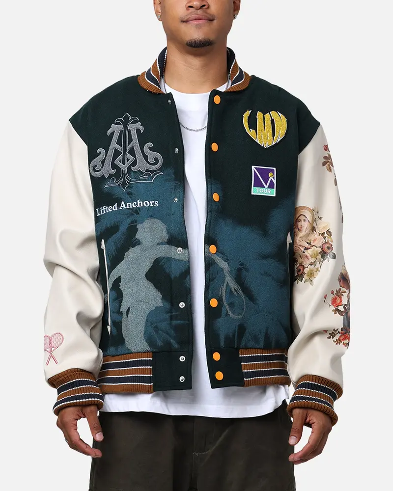 Lifted Anchors "Kournikova" Varsity Tennis Jacket Deep Green 2