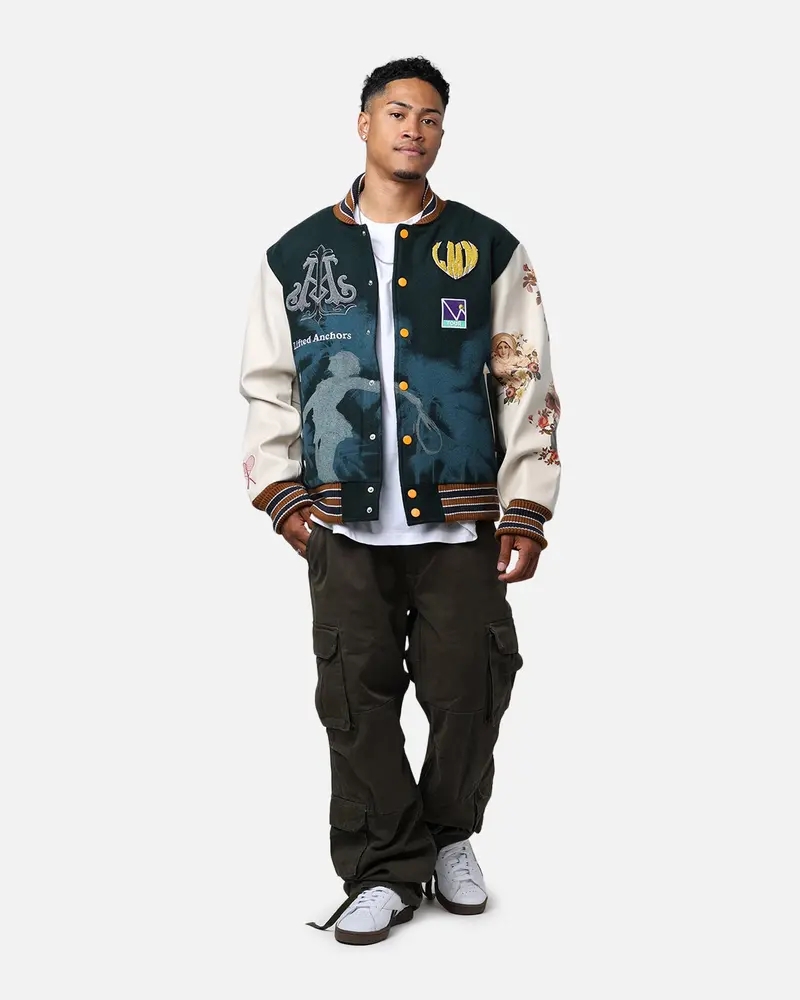 Lifted Anchors "Kournikova" Varsity Tennis Jacket Deep Green 3