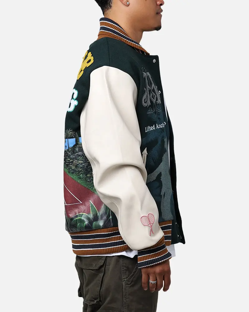 Lifted Anchors "Kournikova" Varsity Tennis Jacket Deep Green 4