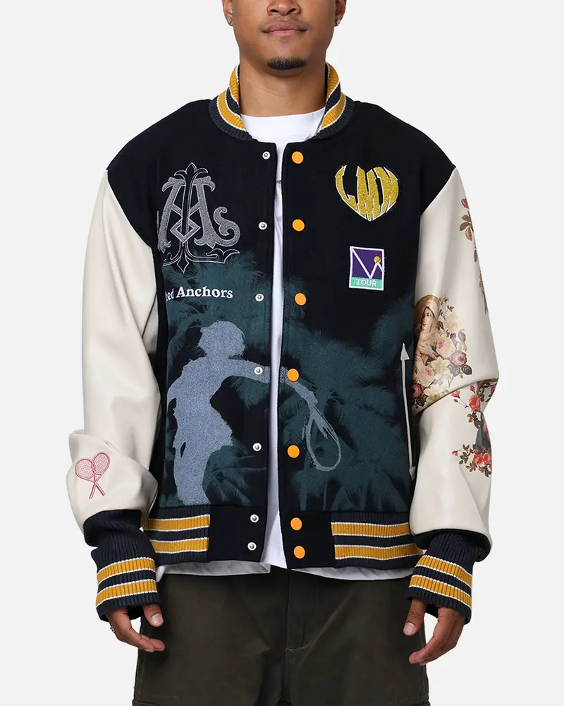 Lifted Anchors "Kournikova" Varsity Tennis Jacket Deep Navy 1
