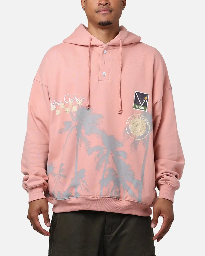 Lifted Anchors "Wimbledon" Henley Hoodie Dust Rose 1