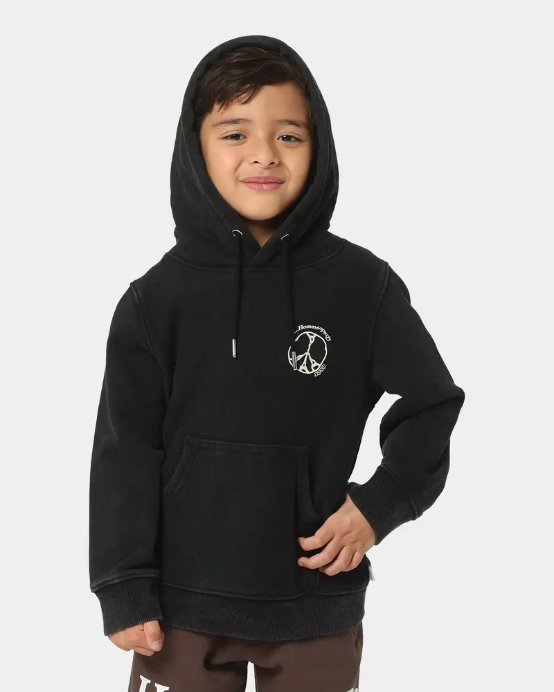 Lil Homme Kids' Peace Classic Hoodie Washed Black 1