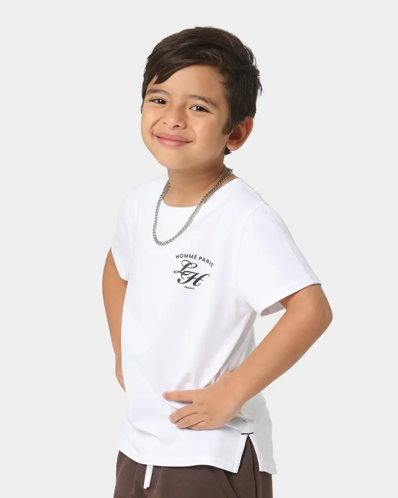Lil Hommé Kids' Revolution Droptail Short Sleeve T-Shirt White 1