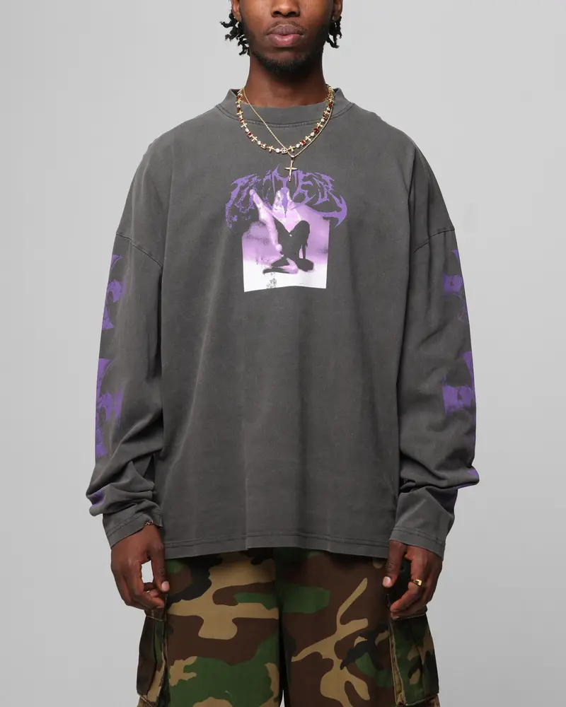 Loiter Angel Number Long Sleeve T-Shirt Charcoal 1