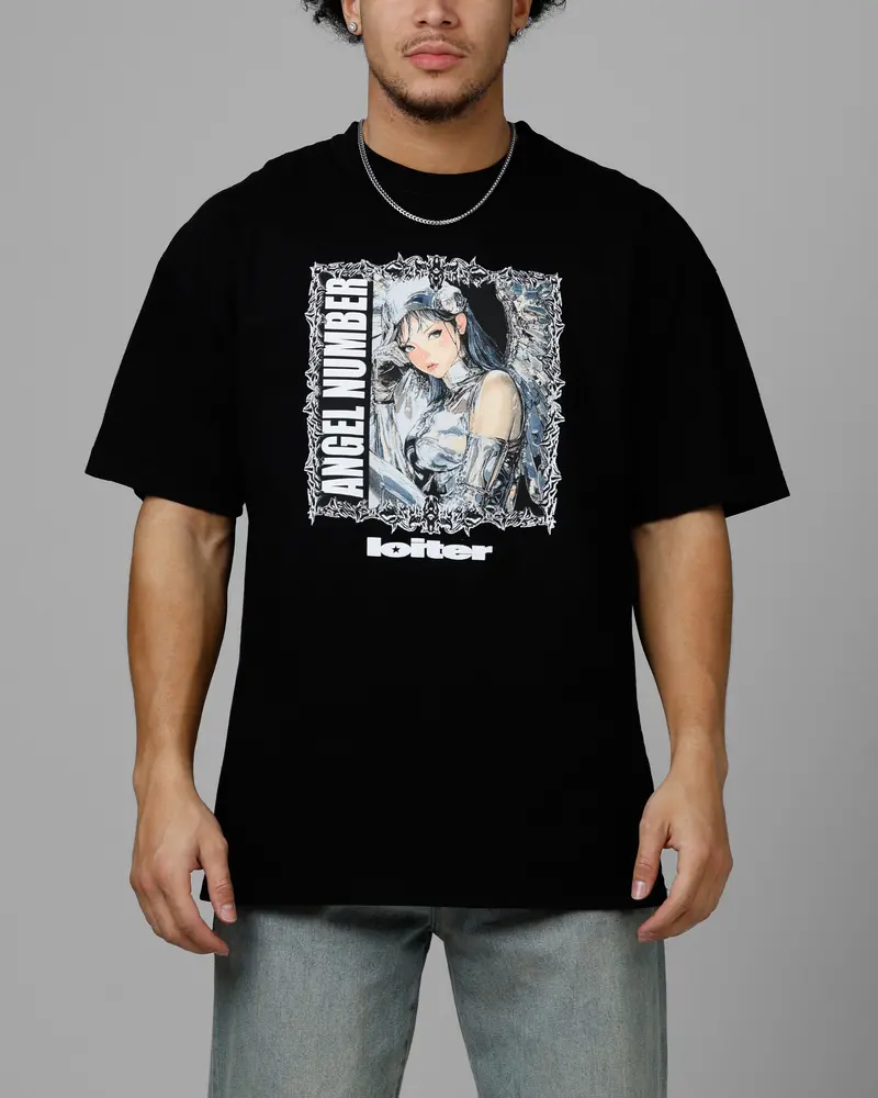 Loiter Angel Number Vintage T-Shirt Black 1