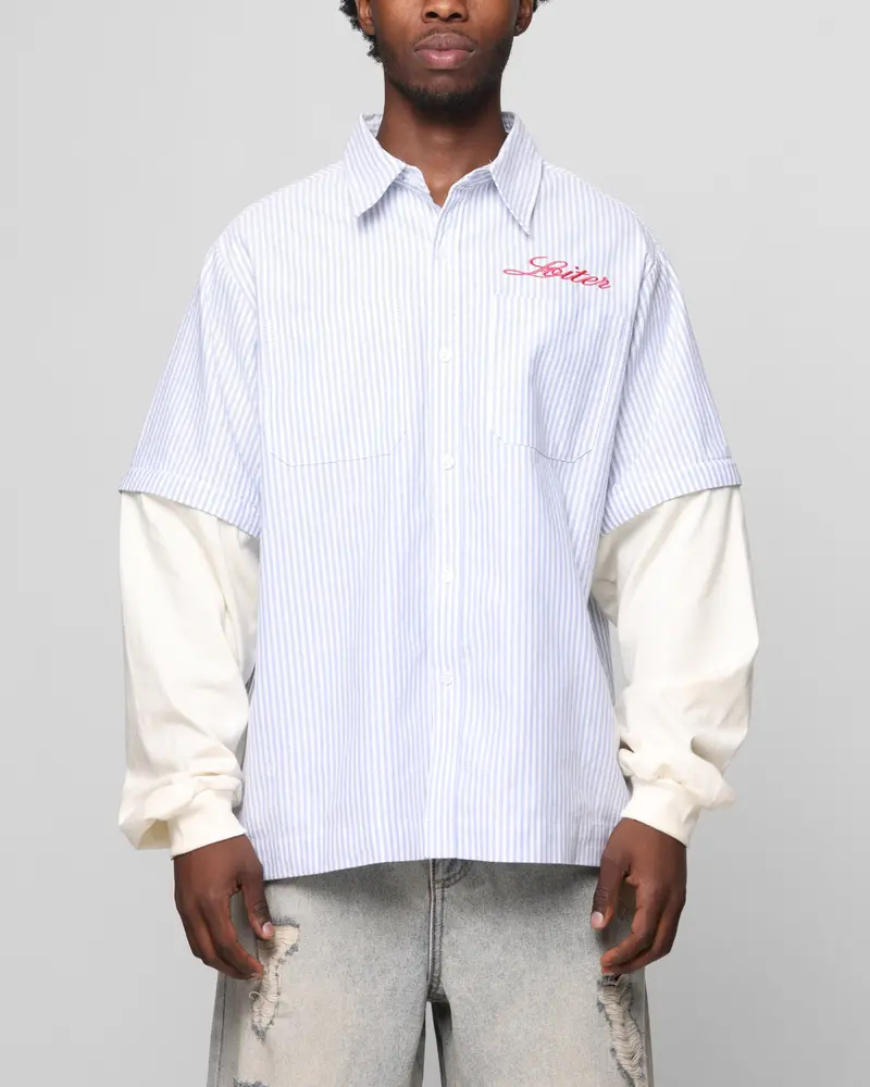 Loiter Art Studio Work Shirt Blue Stripe 1