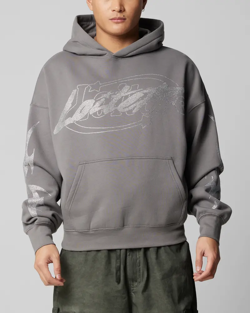 Loiter Atlantic Rhinestone Hoodie Charcoal 1