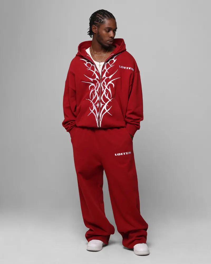 Loiter Blood Born Zip Hoodie Burgandy 3