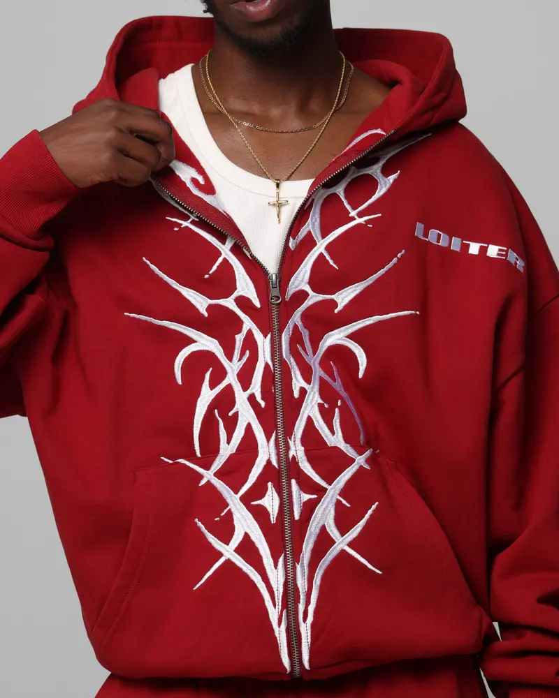 Loiter Blood Born Zip Hoodie Burgandy 7