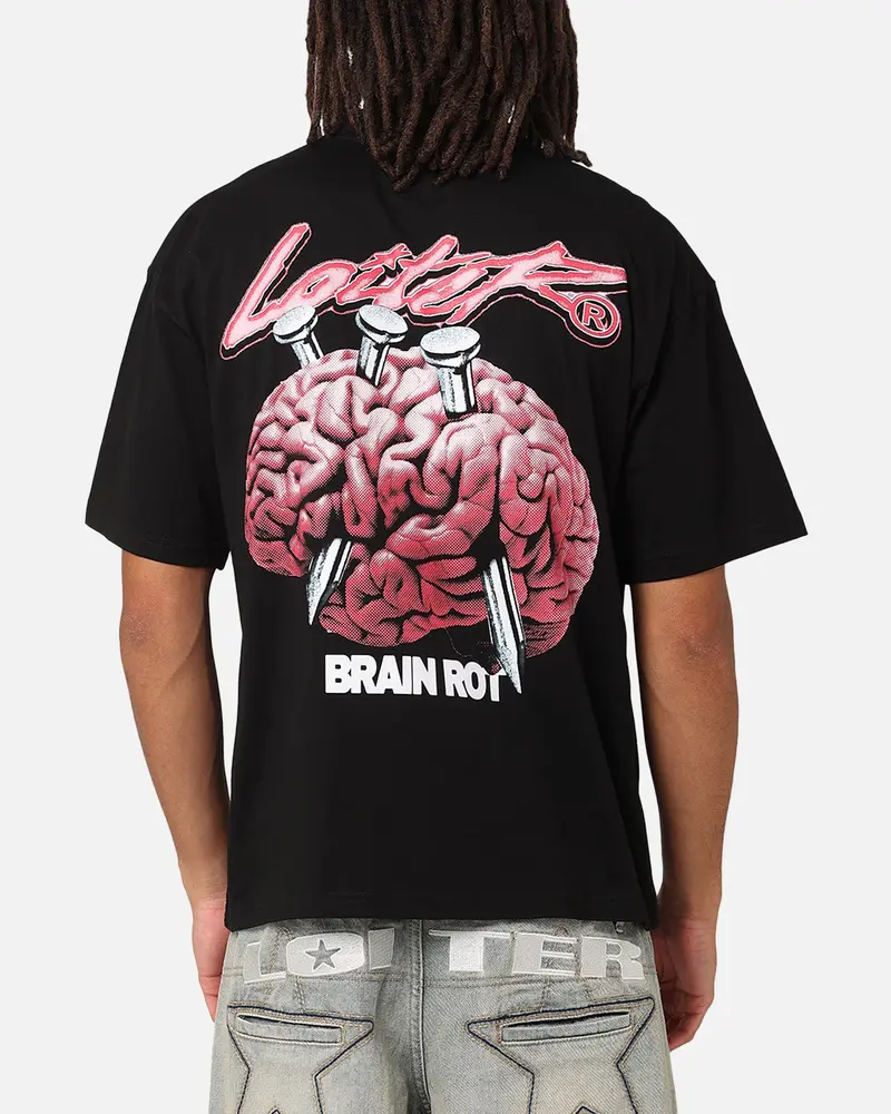 Loiter Brain Rot Vintage T-Shirt Black 1
