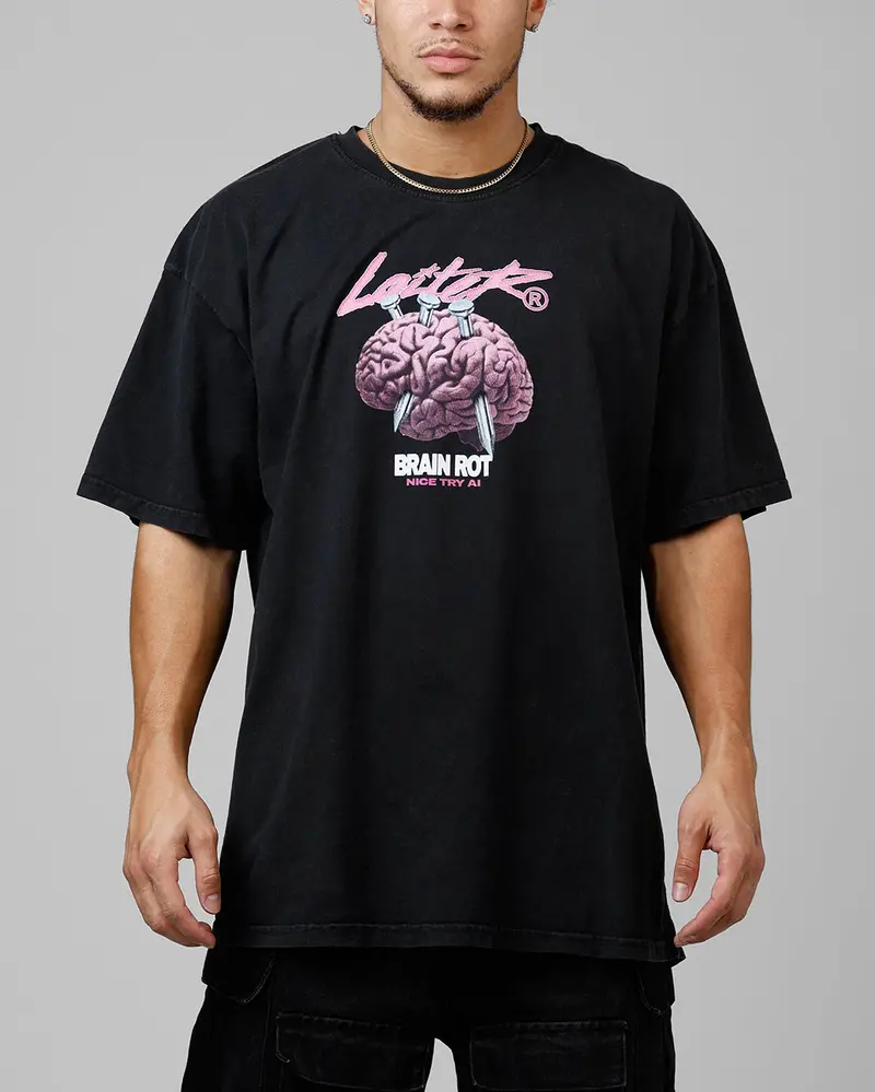 Loiter Brain Rot Vintage T-Shirt Black Acidwash 2