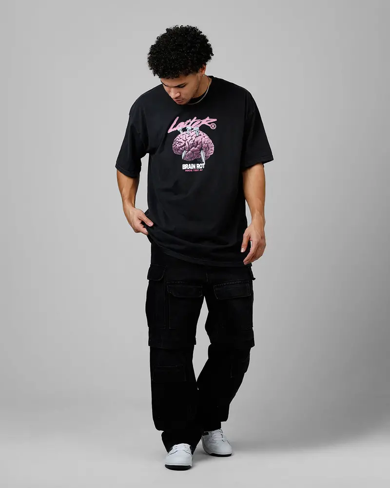 Loiter Brain Rot Vintage T-Shirt Black Acidwash 3