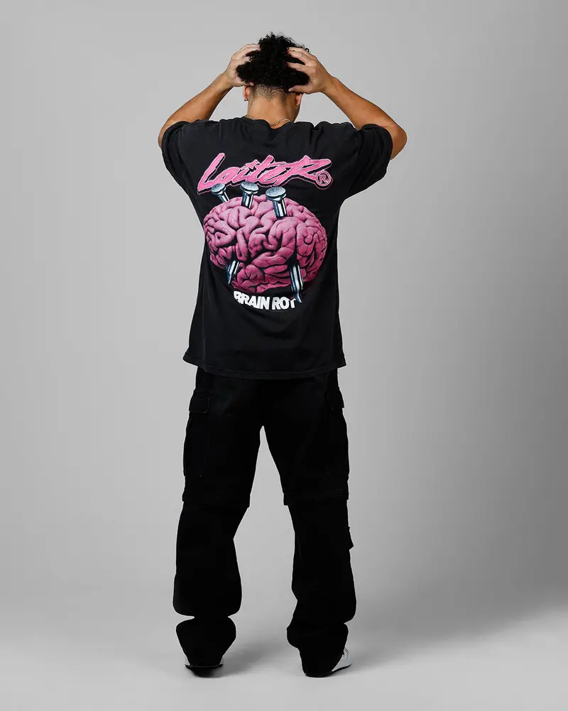 Loiter Brain Rot Vintage T-Shirt Black Acidwash 6