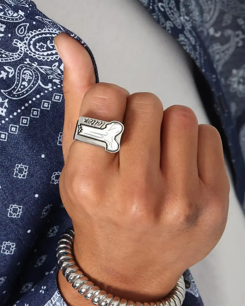 Loiter Breaking Bones Ring Silver/Black 1