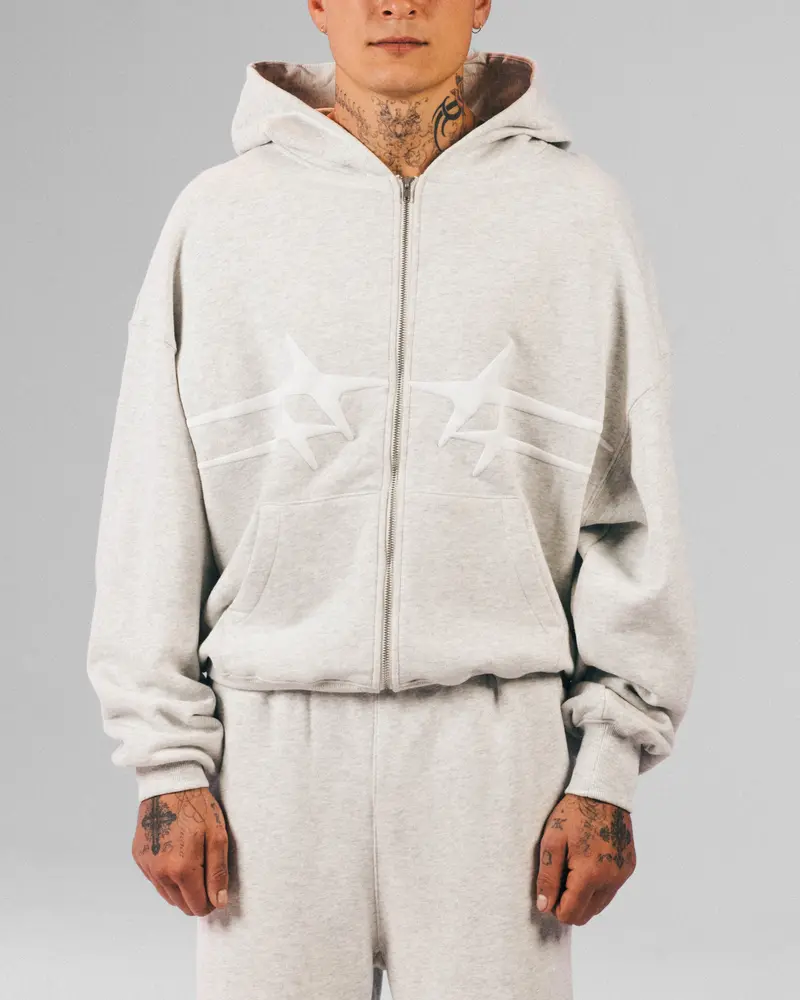 Loiter Celestial Full Zip Hoodie Light Grey Marl 1