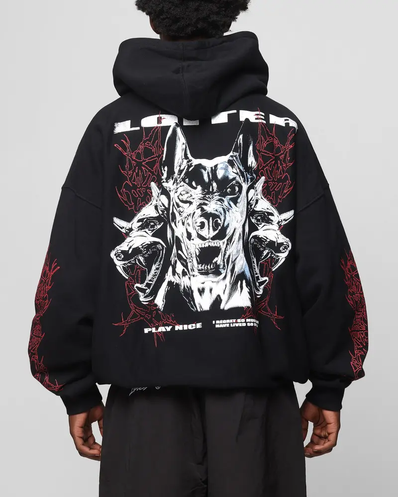 Loiter Chrome Dogs Vintage Hoodie Black 1