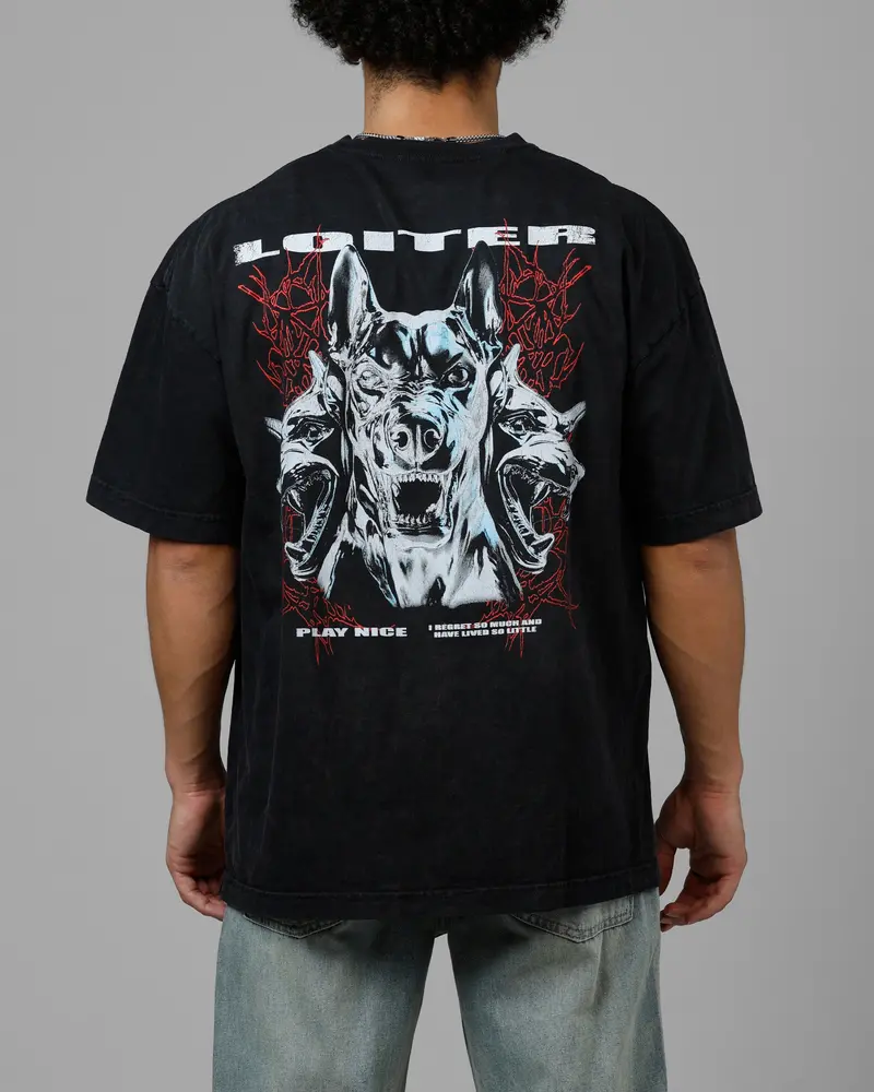 Loiter Chrome Dogs Vintage T-Shirt Black Wash 1