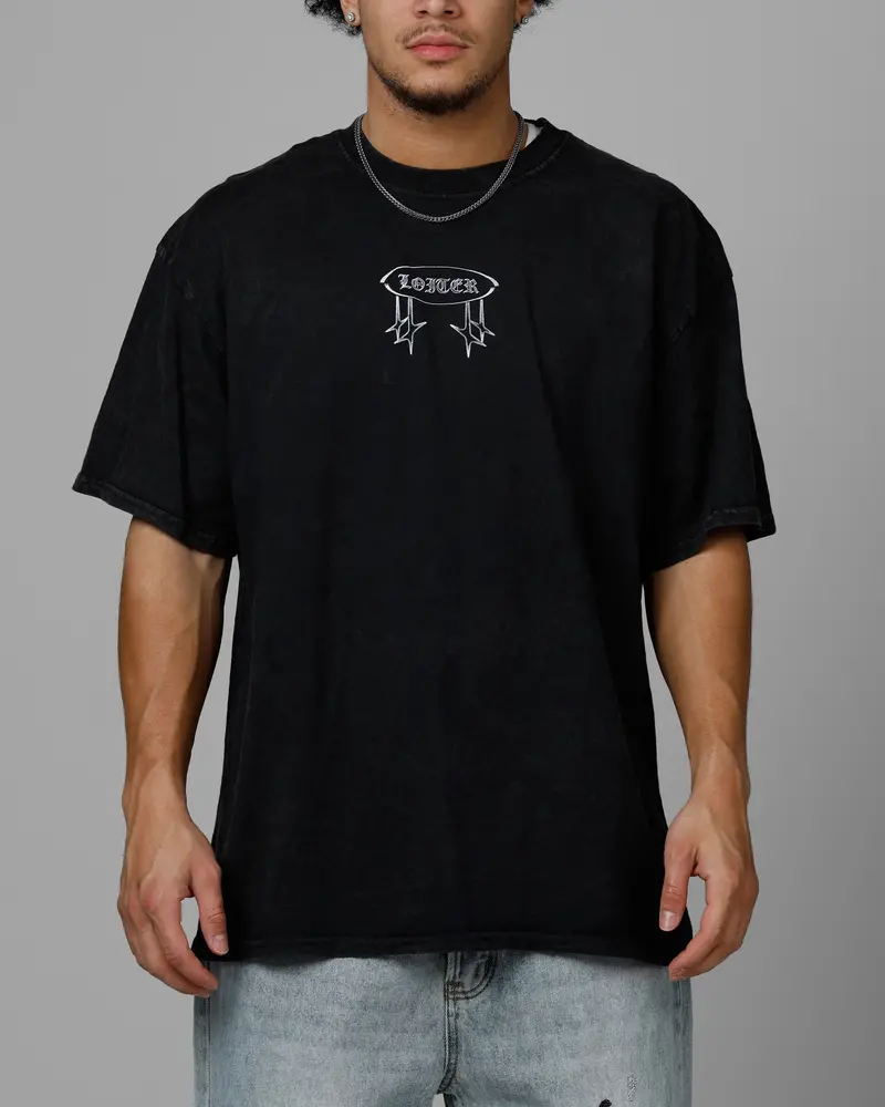 Loiter Chrome Spider T-Shirt Black Acidwash 2