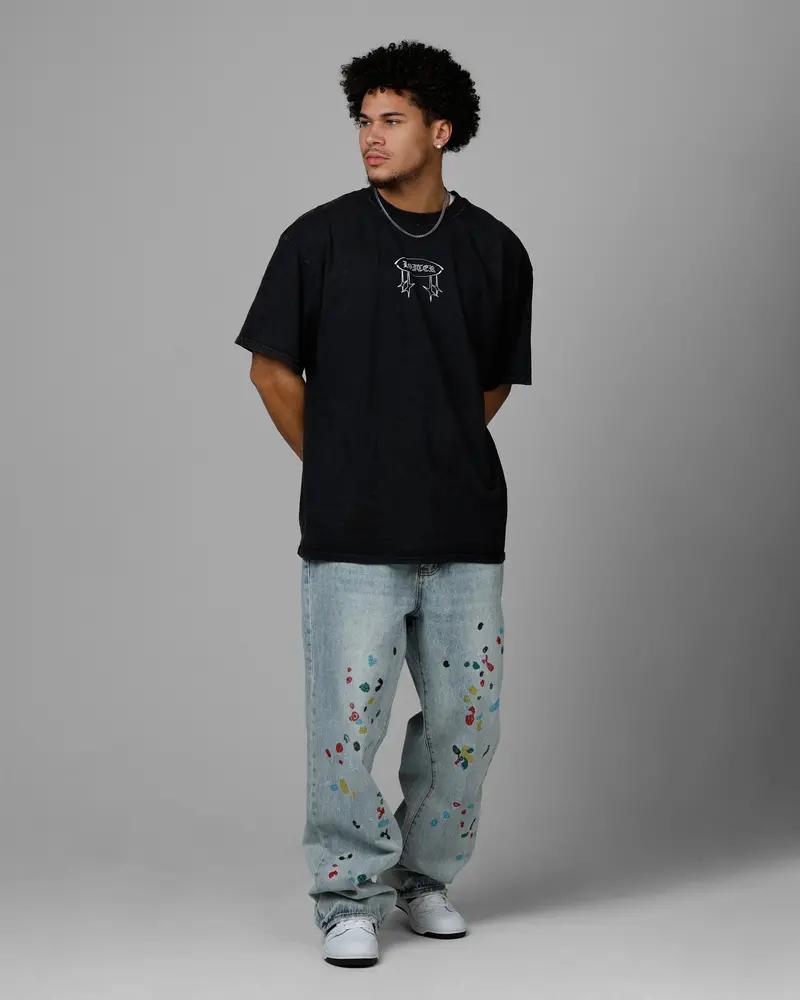 Loiter Chrome Spider T-Shirt Black Acidwash 3