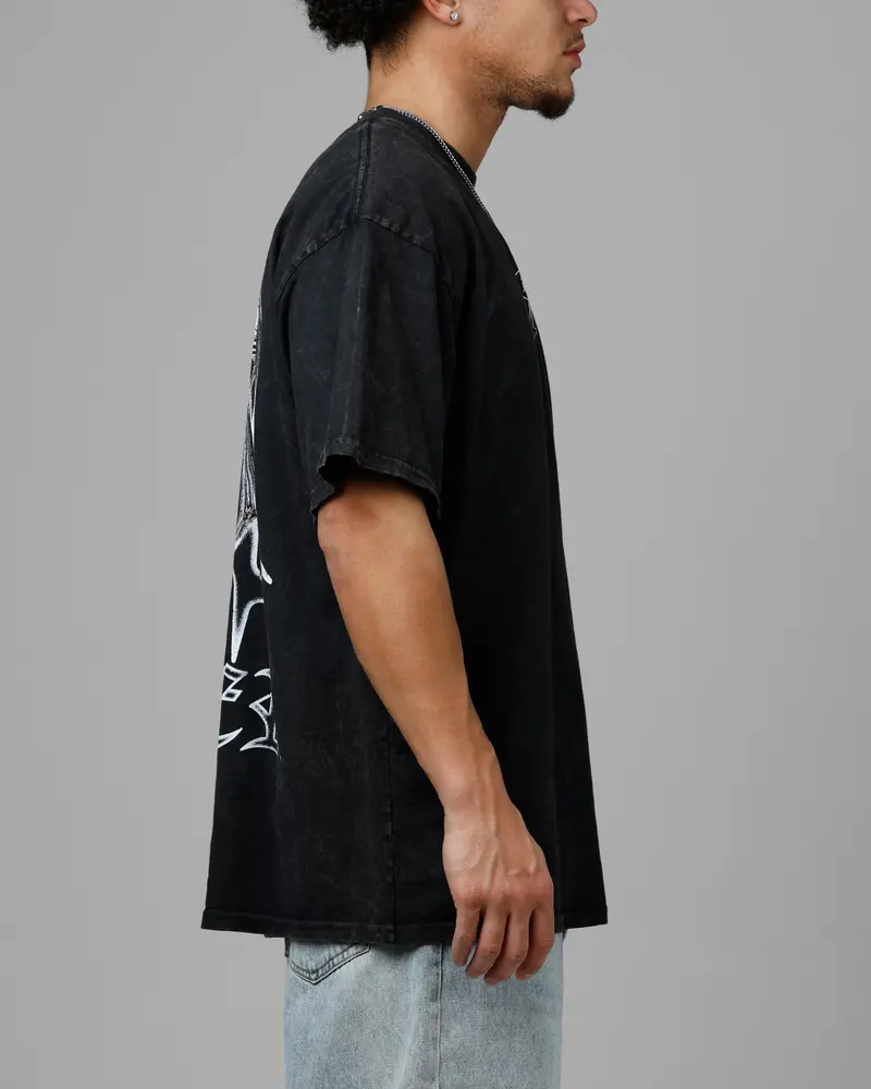 Loiter Chrome Spider T-Shirt Black Acidwash 4