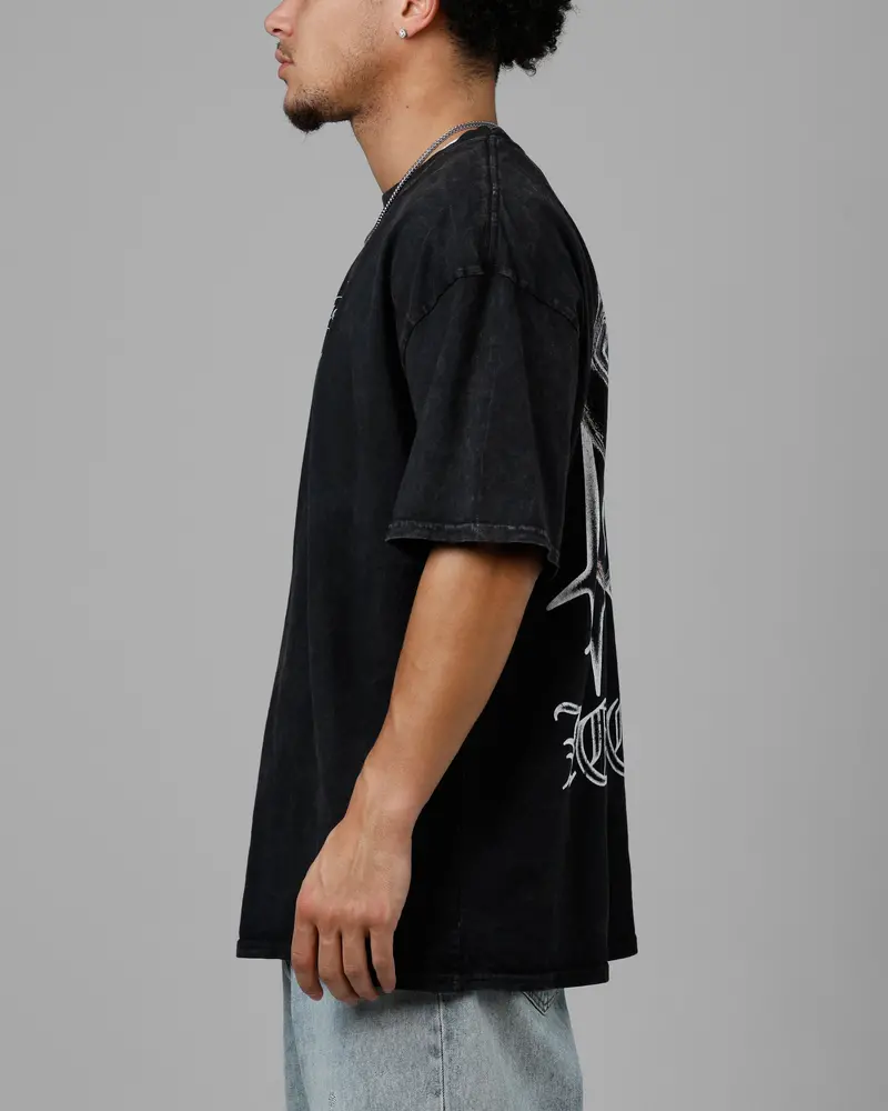 Loiter Chrome Spider T-Shirt Black Acidwash 5