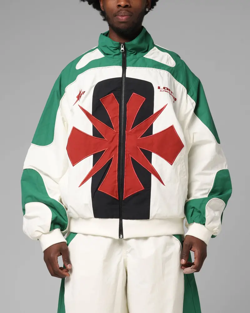 Loiter Club Classic Track Jacket White/Green 1