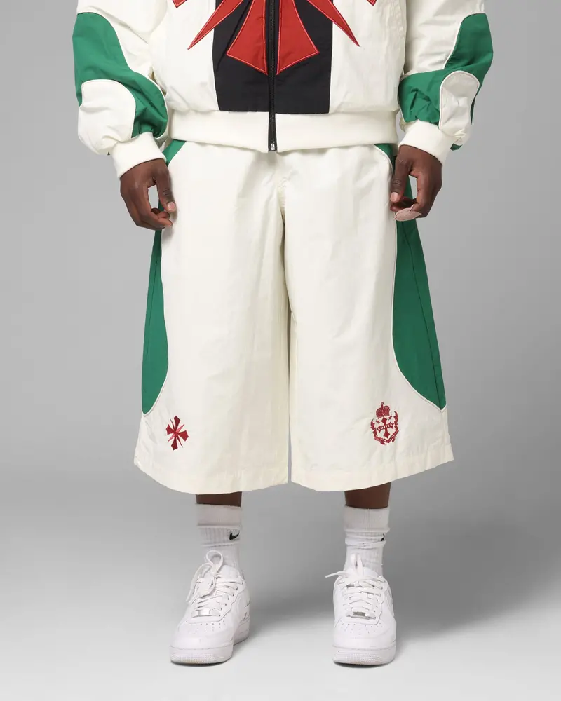 Loiter Club Classic Track Shorts White/Green 1