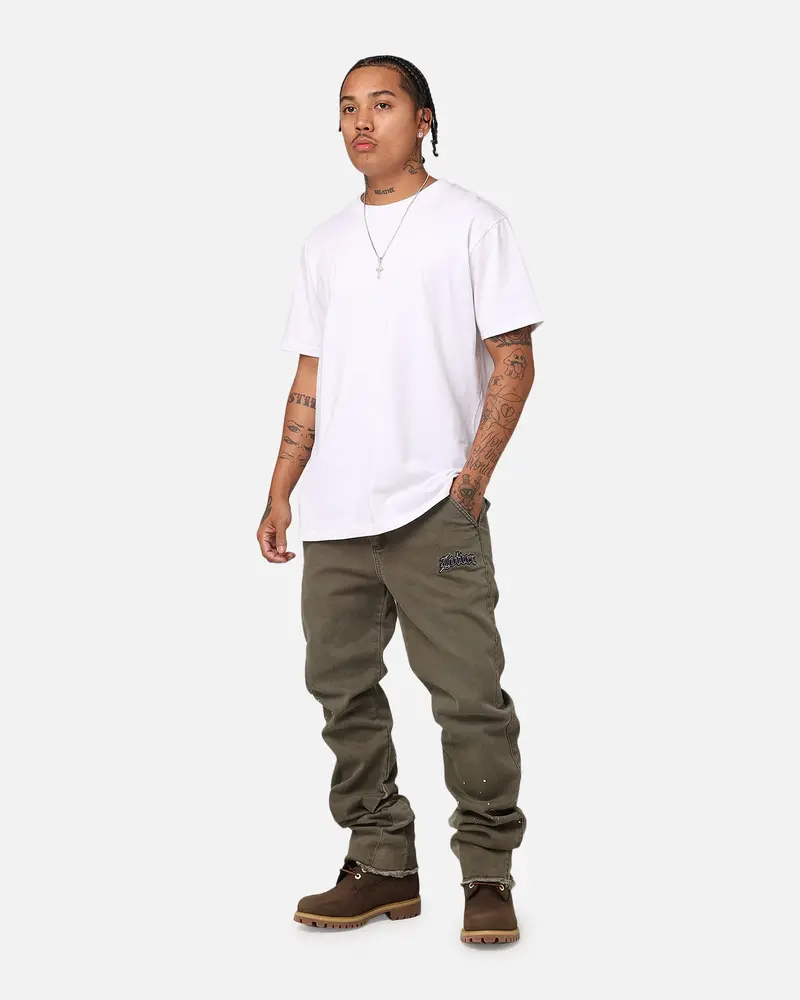 Loiter Demolition Flare Jeans Khaki 2