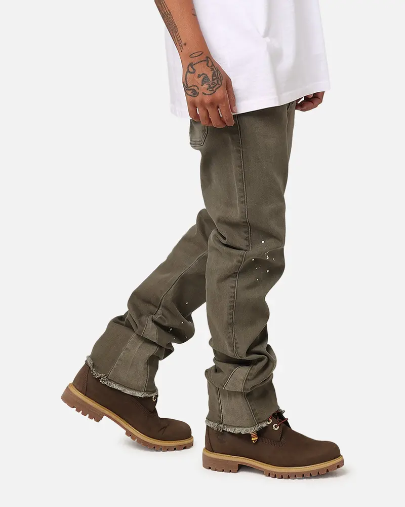 Loiter Demolition Flare Jeans Khaki 5