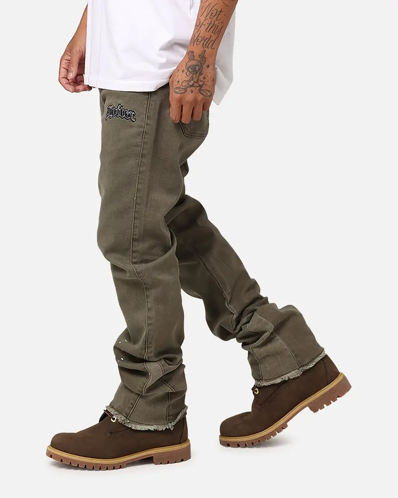 Loiter Demolition Flare Jeans Khaki 6