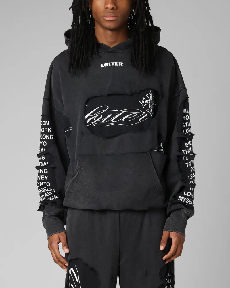 Loiter Destruction Hoodie Black 1